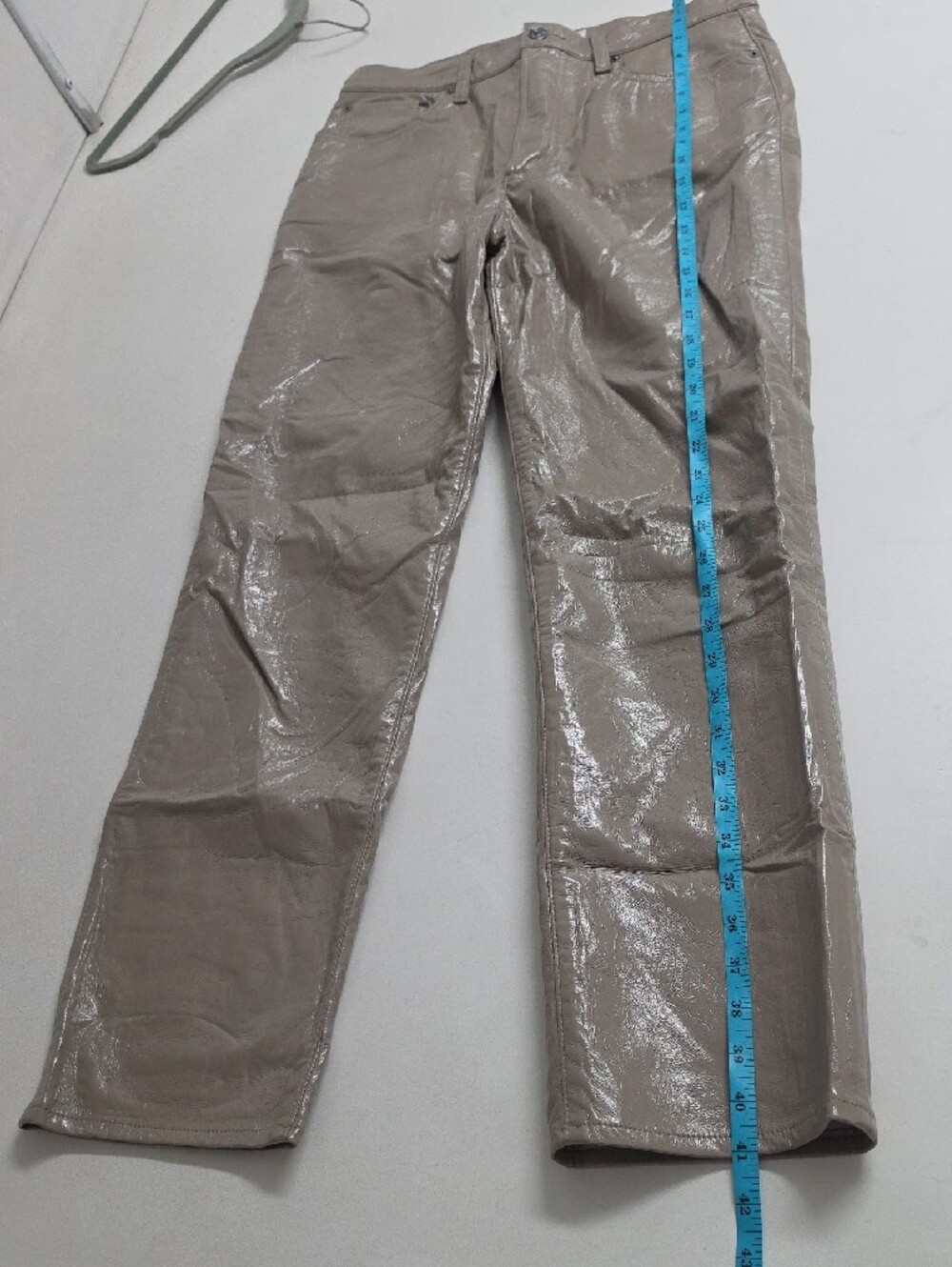 Agolde Womens Beige Pinch Waist Leather Blend Jeans Pants Size 28 - Picture 6 of 16